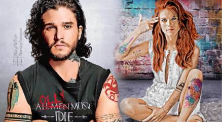 Tak wytatuowanych bohaterów Gry o Tron jeszcze NIE WIDZIELIŚCIE