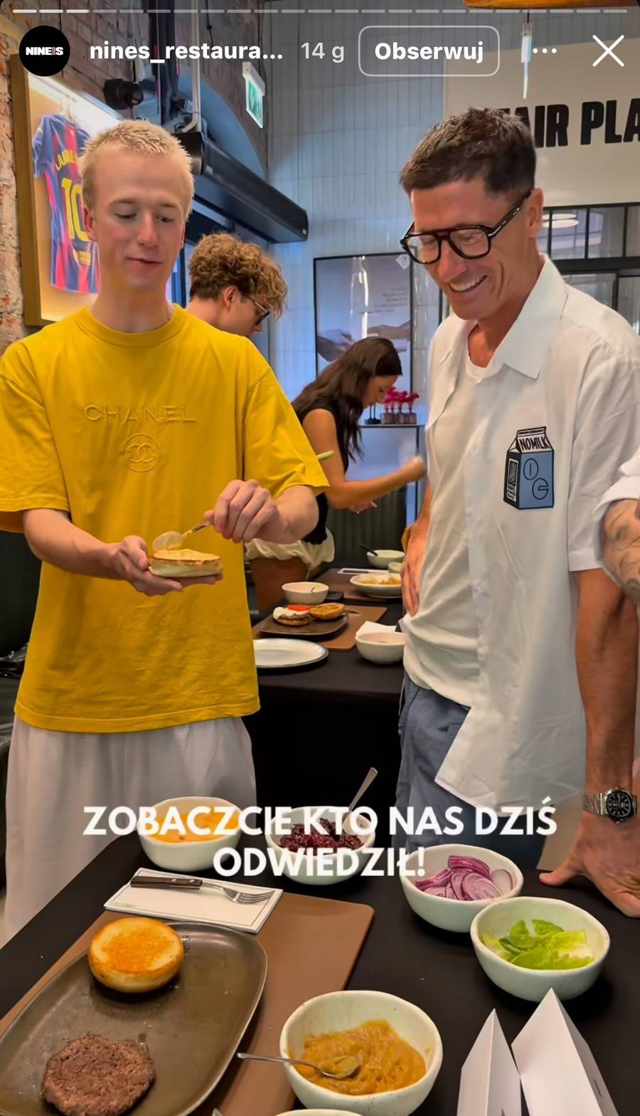 Celebryci w restauracji Roberta Lewandowskiego/ fot. Instagram/nines_restaurant_sportsbar