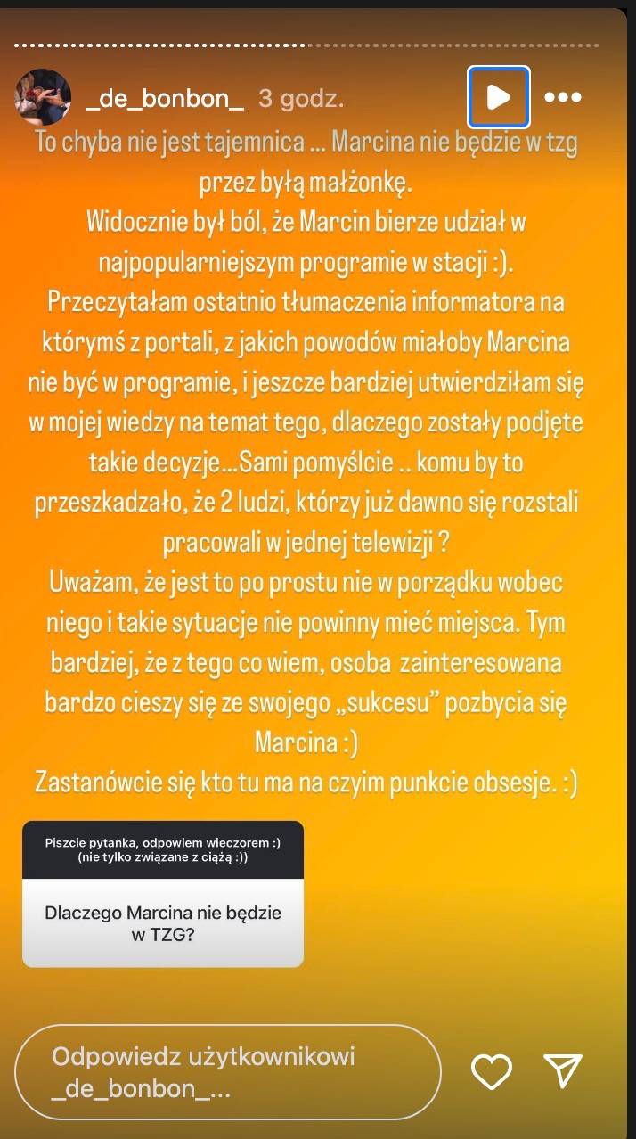 Ukochana Hakiela uderza w Katarzynę Cichopek: “Marcina nie będzie w “TzG” przez byłą małżonkę”