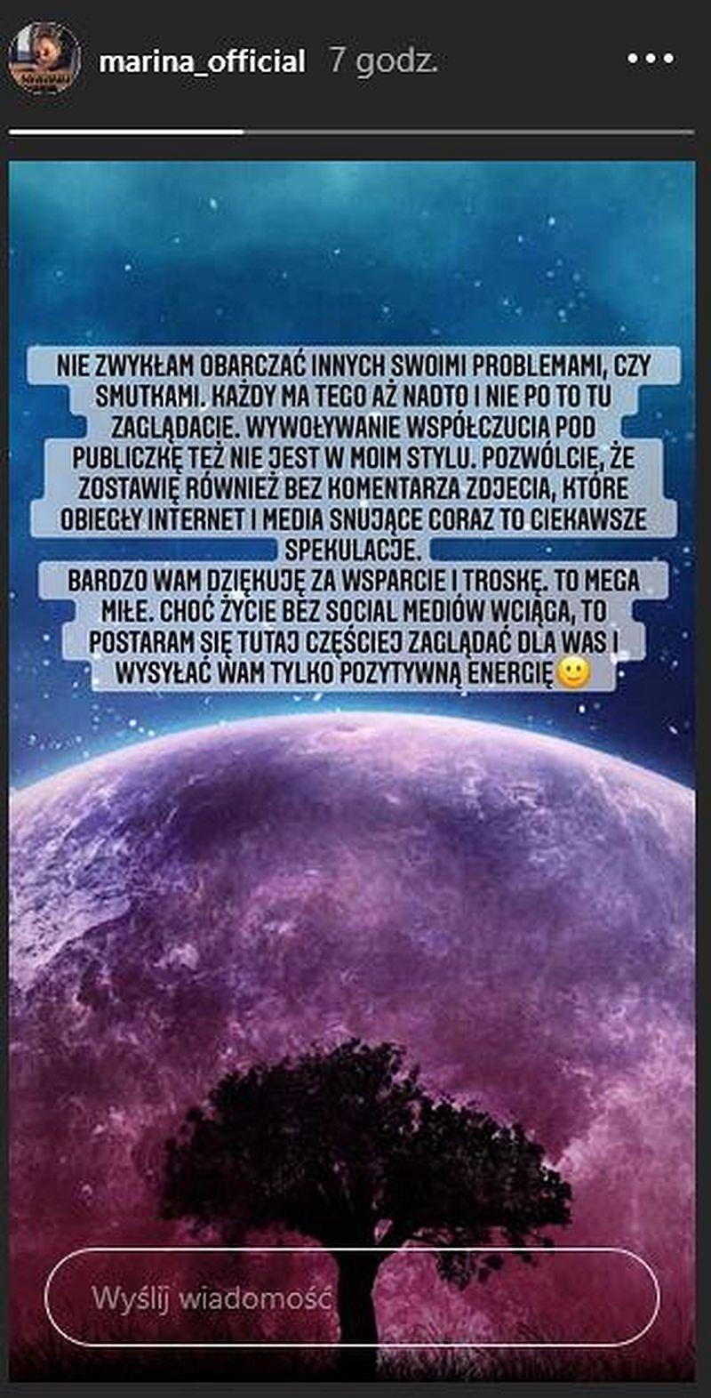 Marina wydała oświadczenie