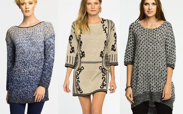 Dzianinowe sukienki i długie swetry na zimę