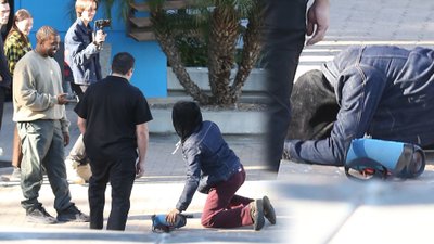 Fan położył się na ziemi, by… oddać hołd Kanye Westowi! (ZDJĘCIA)