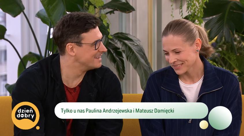 Mateusz Damięcki, Paulina Andrzejewska, fot. "Dzień dobry TVN" / YouTube. 