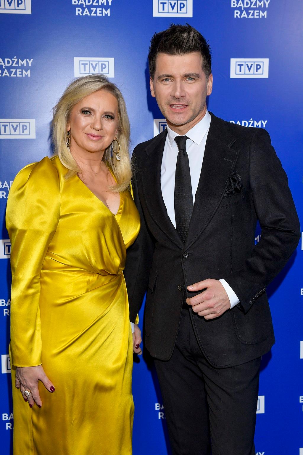 Marzena Rogalska i Tomasz Kammel na ściance.