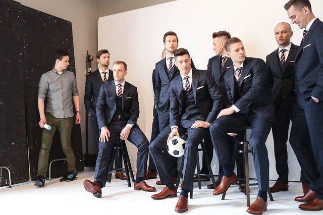 Polscy piłkarze reprezentacji w sesji Vistuli