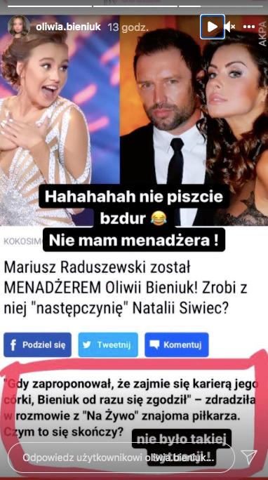Oliwia Bieniuk prostuje plotkę na swój temat