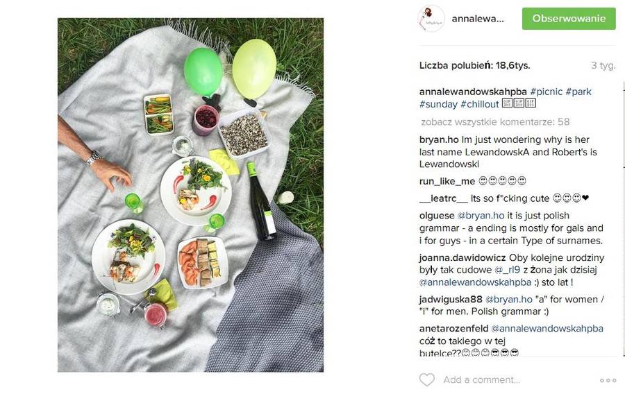 Co robi Anna Lewandowska, gdy jest po treningu?