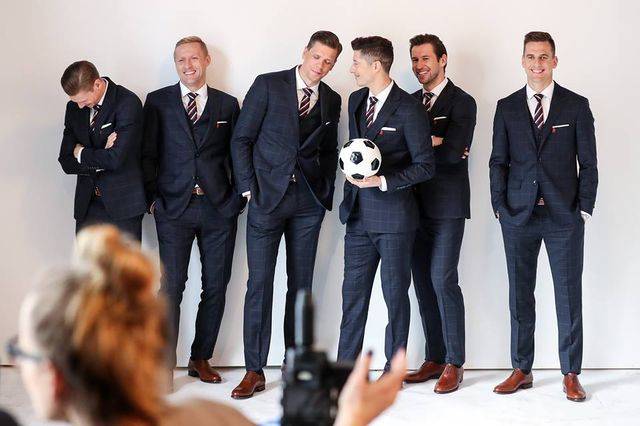 Polscy piłkarze reprezentacji w sesji Vistuli