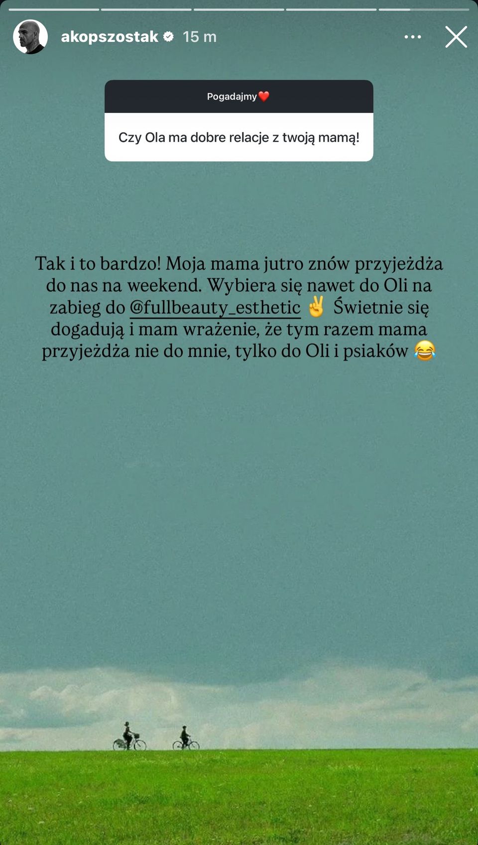 Akop Szostak o relacji żony i mamy, fot. Instagram