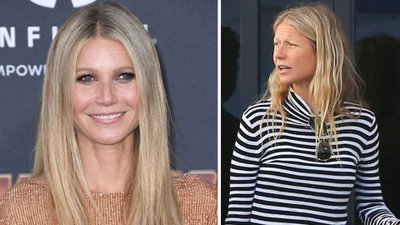 Gwyneth Paltrow z siwymi odrostami i bez makijażu na lunchu z rodziną