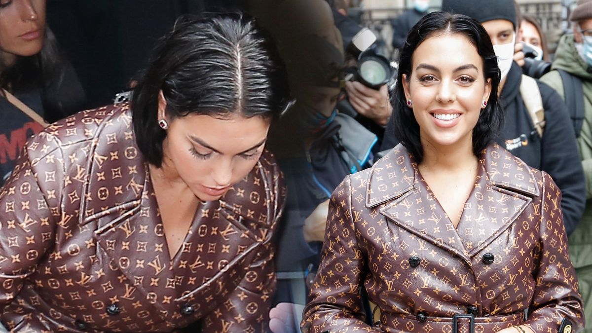 Georgina Rodriguez w płaszczu Louis Vuitton na Fashion Weeku