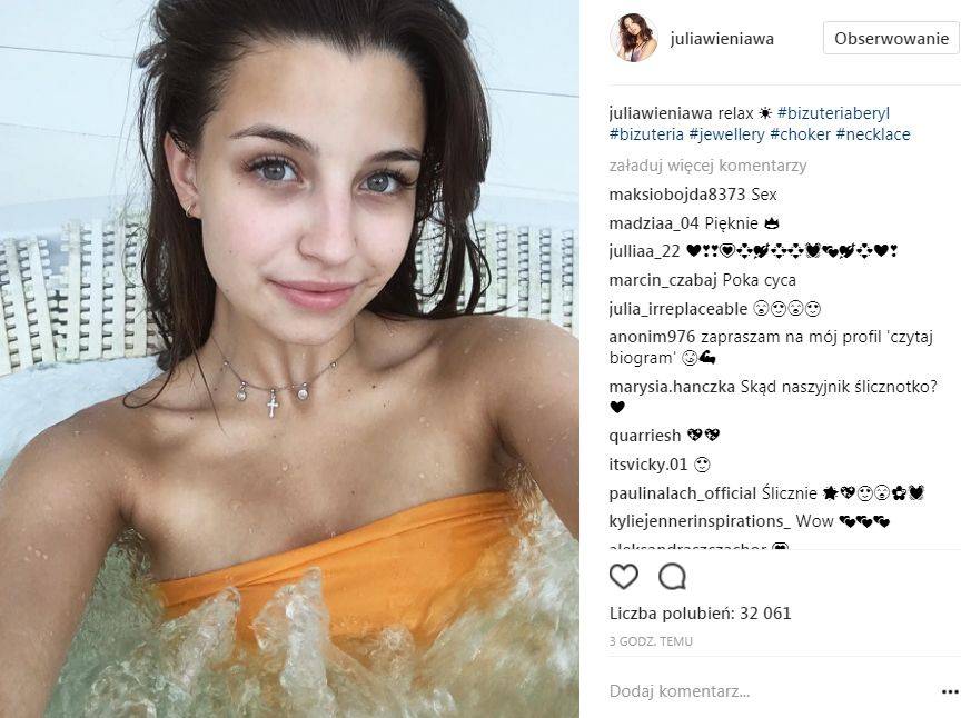 Julia Wieniawa BEZ MAKIJAŻU (Instagram)