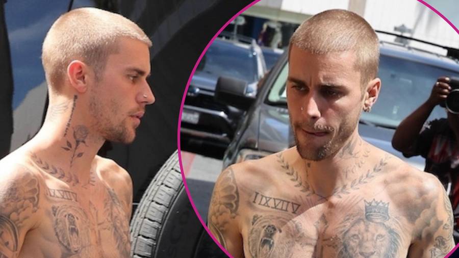 Justin Bieber świeci nagą klatą w drodze do przychodni.