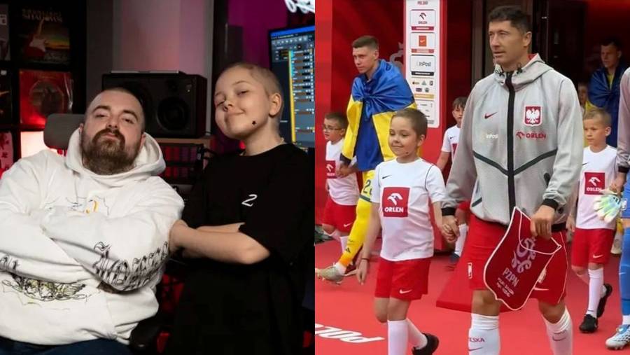 Robert Lewandowski spełnił marzenie małej Mai z dissu na raka/fot.Instagram/Facebook/TVP Sport