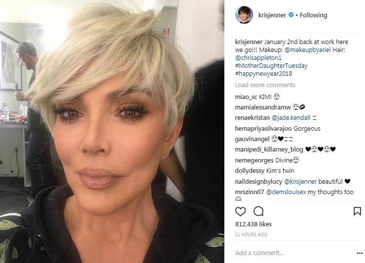 Kris Jenner ma NOWĄ twarz i nowe włosy (Instagram)
