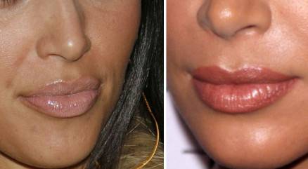 Wędrówka ust po twarzy Kim Kardashian