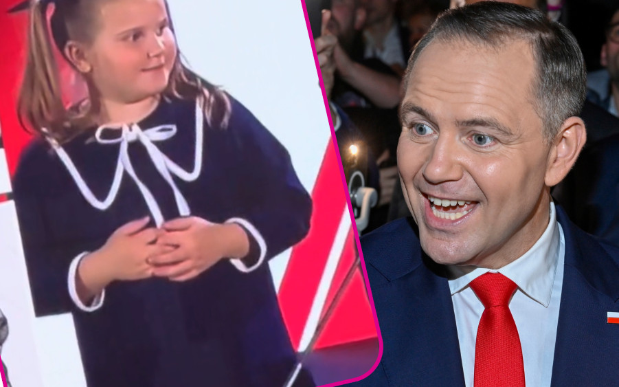 Nawrocki przemawiał, a jego córka kradła całe show! Tylko spójrzcie na te wygibasy (WIDEO)