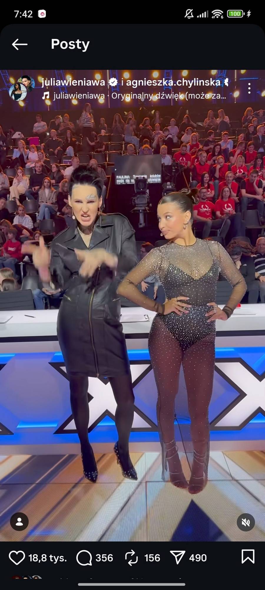 Julia Wieniawa całą w cekinach na "Mam Talent", fot. Instagram