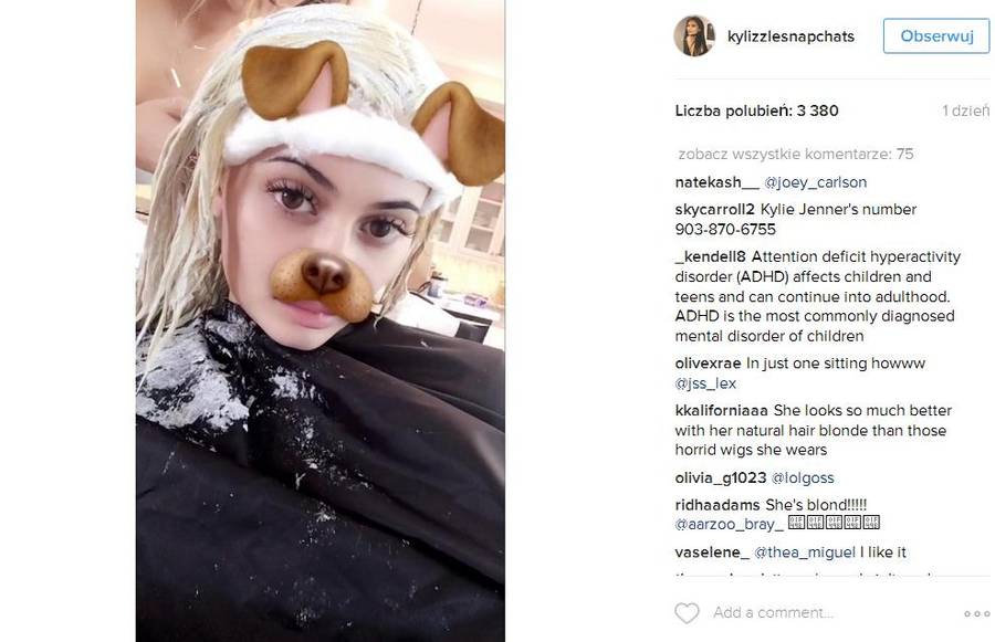 Jak Kylie Jenner rozjaśniała włosy