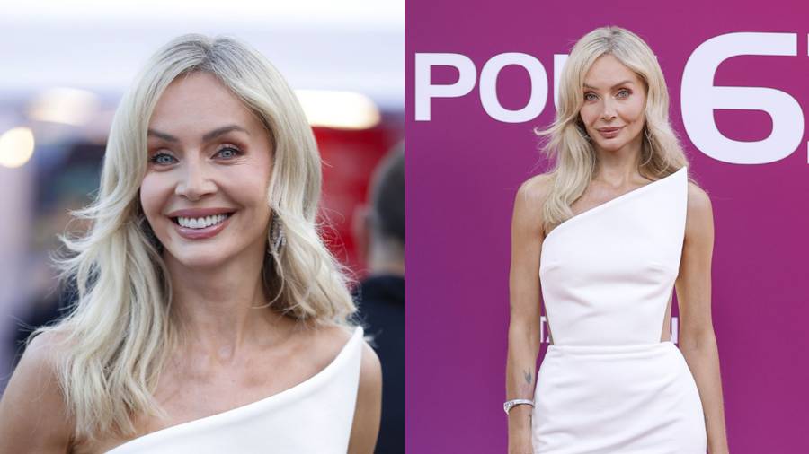 Dostojna Agnieszka Woźniak-Starak w Opolu. Rozcięcie na nogę zrobiło robotę... Fot. AKPA.