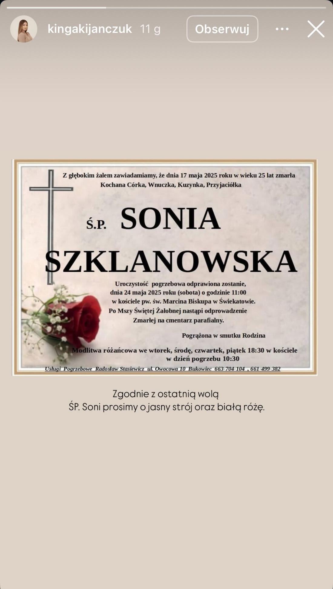 Sonia Szklanowska, fot. Instagram.