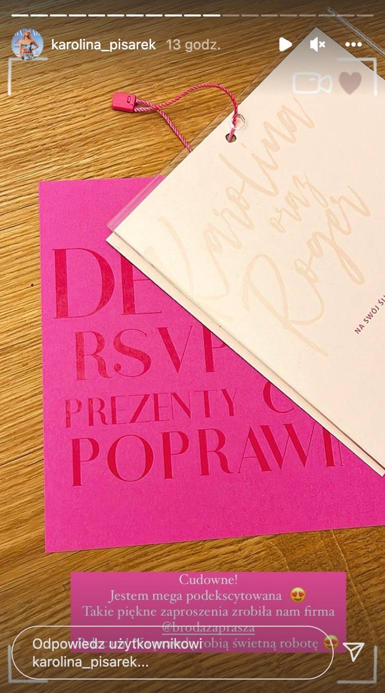Karolina Pisarek pokazała zaproszenia na ślub: “Nasze wesele będzie fashion”
