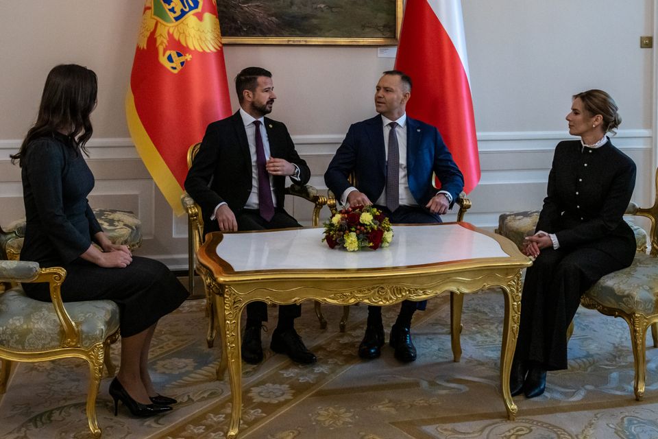Karol Nawrocki, Marta Nawrocka, Jakov Milatović. Milena Milatović, fot. Forum