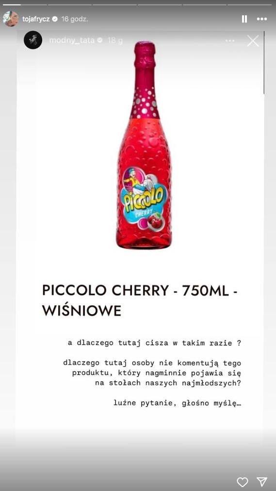 Olga Frycz uderza w producentów szampanów dla dzieci Piccolo