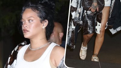 Rihanna w odważnej stylizacji pędzi w nocy po Nowym Jorku. Pod płaszczem miała same MAJTKI?