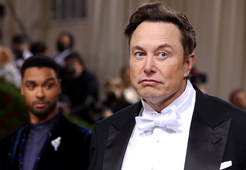 Rege-Jean Page looks at Elon Musk as they arrive at the In America: An Anthology of Fashion themed Met Gala at the Metropolitan Museum of Art in New York City, New York, U.S., May 2, 2022.,Image: 688154031, License: Rights-managed, Restrictions: , Model Release: no, Credit line: ANDREW KELLY / Reuters / Forum
