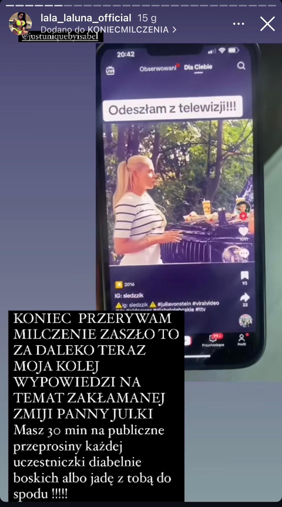 Laluna wkurzona na Julię von Stein