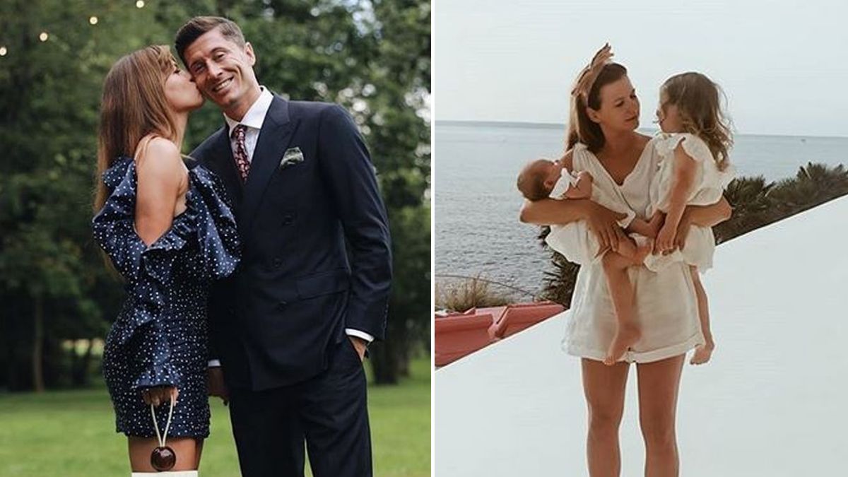 Anna i Robert Lewandowscy z dziećmi