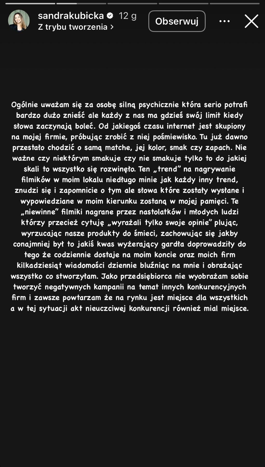 Sandra Kubicka, fot. Instagram. 