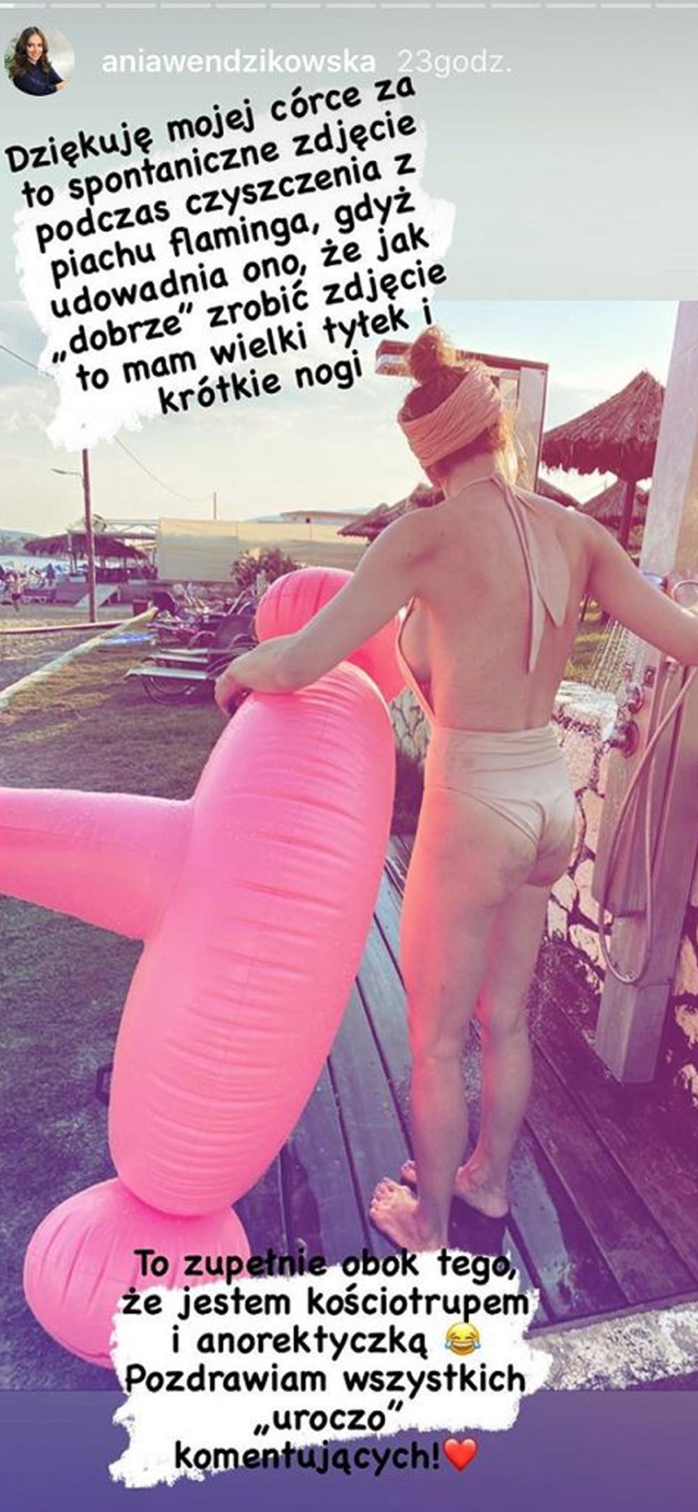 Ania Wendzikowska pokazała, jak wygląda jej figura na niepozowanych zdjęciach. Anna Wendzikowska pokazała jak wygląda jej sylwetka.