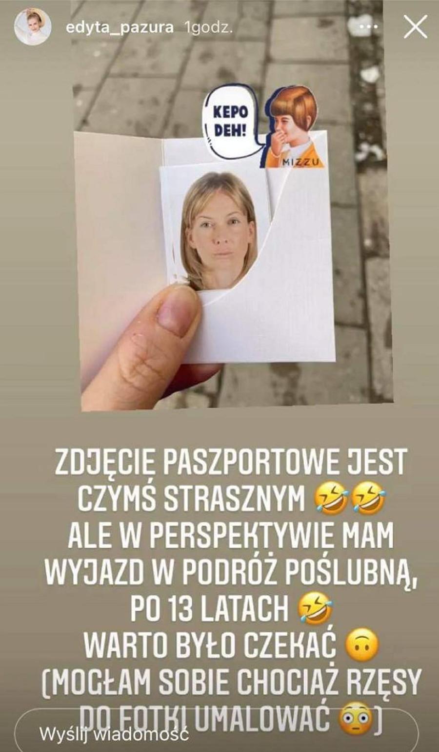 Edyta Pazura pokazała zdjęcie paszportu. 