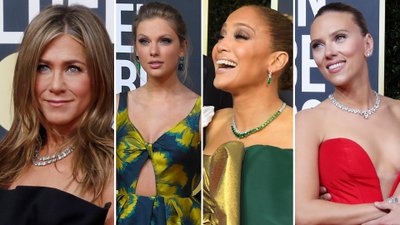 Złote Globy 2020: Jennifer Aniston w czarnej kreacji od Diora, Scarlett Johansson w obłędnej czerwieni i fatalna suknia Jennifer Lopez