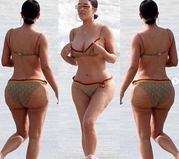 To ogromny cellulit? Bruzdy po wypełniaczach? Co się stało z ciałem Kim?