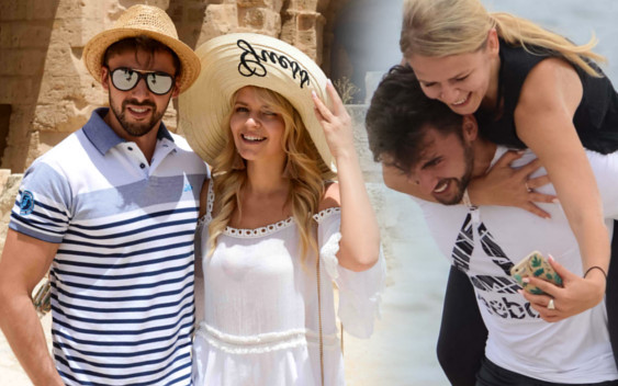 Jakub Kucner ze swoją  dziewczyną w Tunezji