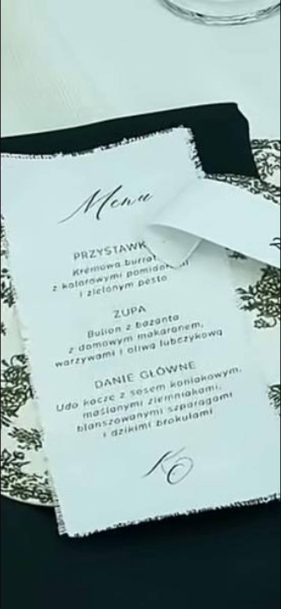 Menu weselne Klaudii Halejcio, fot. Instagram