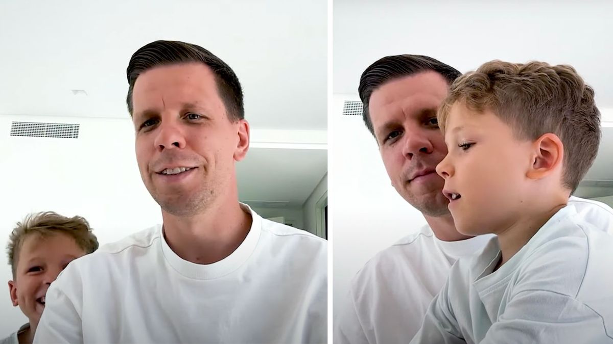 Wojtek Szczęsny udziela wywiadu z synem