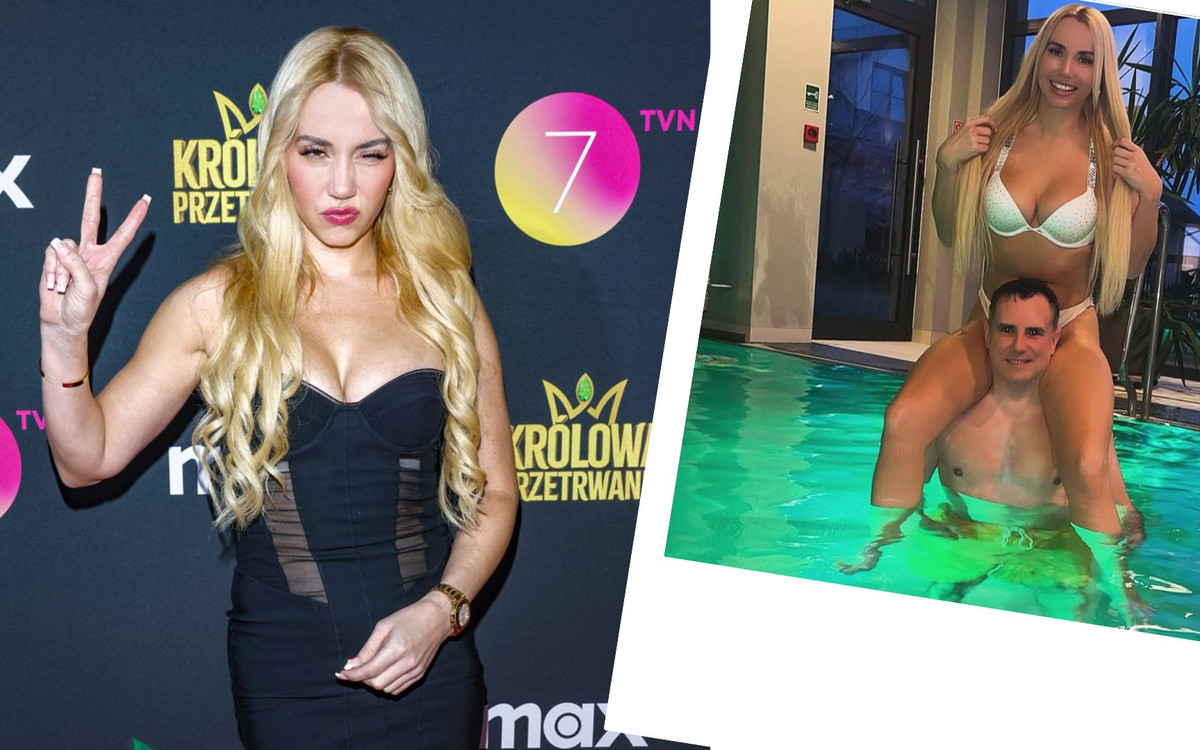 Schreiber nad basenem w mocno wyciętym bikini. Trzyma ją na baranach Czarnecki