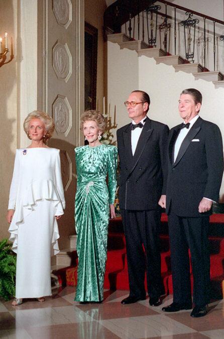 Prezydent Ronald Reagan, Prezydent Jacques Chirac,NancyReagan, Bernadette Chirac, fot. Wikipedia