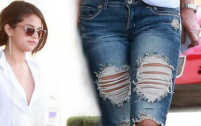 Selena Gomez w przetartych dżinsach i białej koszuli (FOTO)