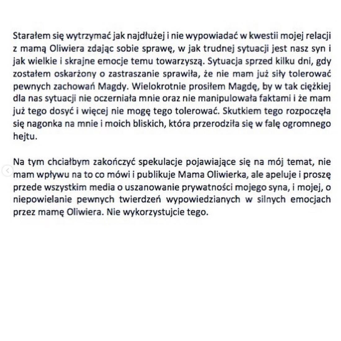 Jakub Rzeźniczak wydał oświadczenie