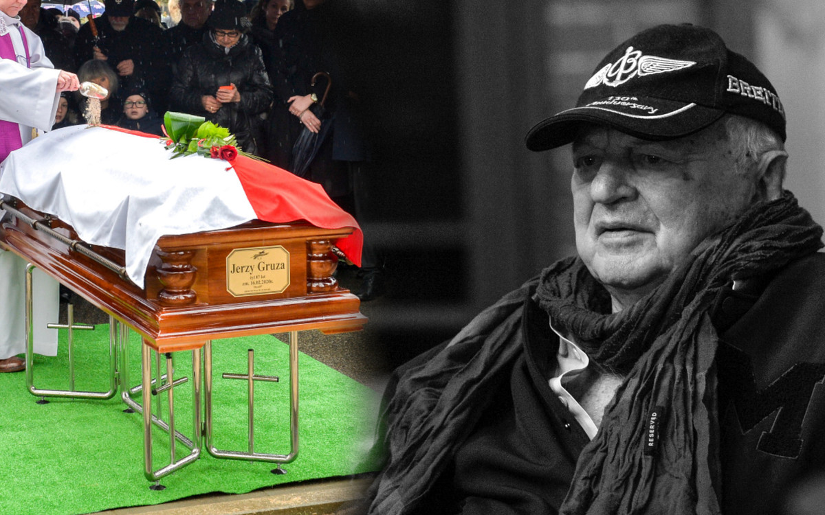 Pogrzeb Jerzego Gruzy – reżysera “Czterdziestolatka”. Banasiuk z ojcem, Olejnik z partnerem, Olbrychski z żoną