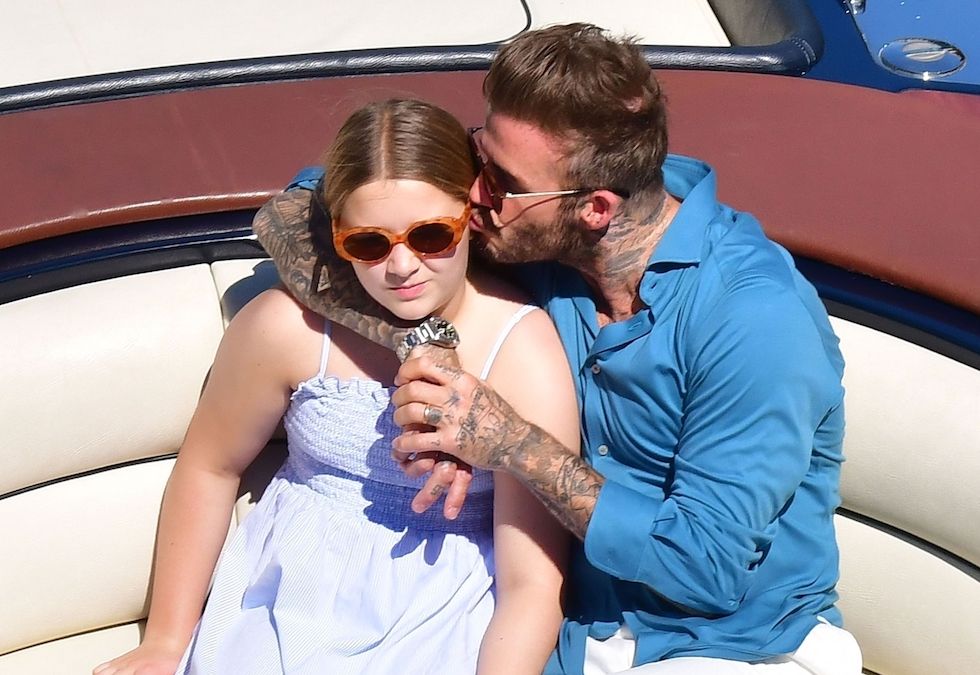 venice, ITALY - *PREMIUM-EXCLUSIVE* - MUST CALL FOR PRICING BEFORE USAGE - Former England footballer David Beckham was pictured spending some quality time with his daughter Harper Seven in Venice. The football megastar was pictured taking time out from his hectic schedule to enjoy a holiday with his only daughter Harper, The pair looked in great spirits as they enjoyed a traditional Gondola ride to do some sightseeing before going to a picturesque restaurant where they enjoyed lunch together and took some pictures. BACKGRID UK 11 JUNE 2022,Image: 699026357, License: Rights-managed, Restrictions: RIGHTS: WORLDWIDE EXCEPT IN ITALY, Model Release: no, Pictured: David Beckham - Harper Seven Beckham, Credit line: Cobra Team / BACKGRID / Backgrid UK / Forum