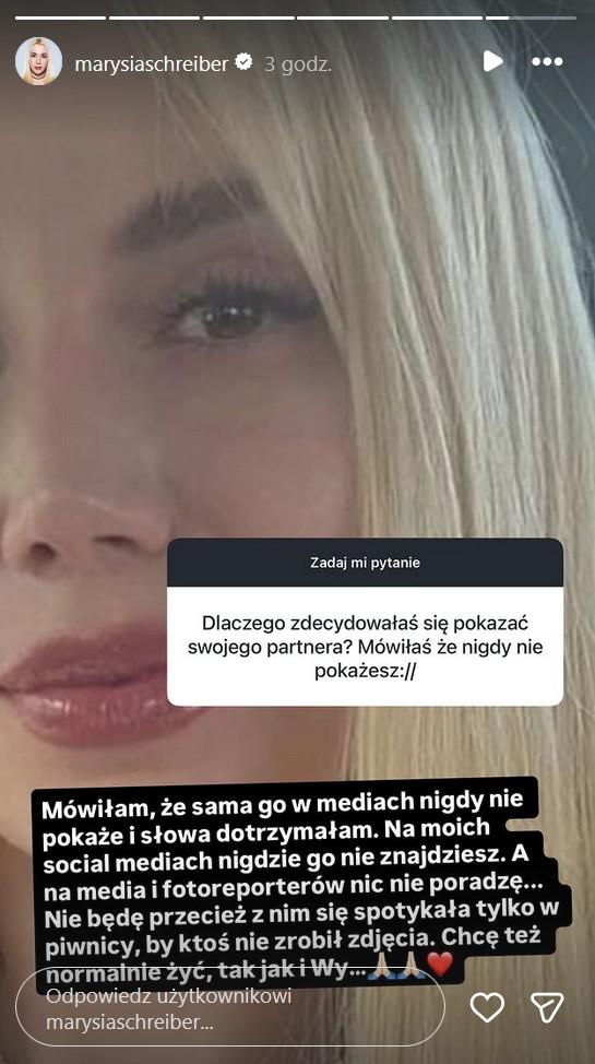 Marianna Schreiber odpowiada internautom, fot. Instagram