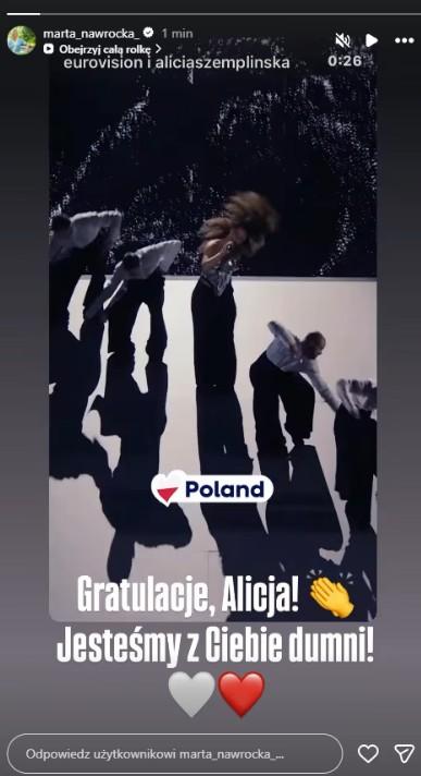 Marta Nawrocka gratuluje Alicji Szemplińskiej po finale Eurowizji 2026, fot. Instagram