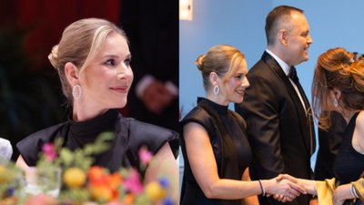 Marta Nawrocka na uroczystym obiedzie u pary prezydenckiej Szwajcarii. Wybrała klasyczną elegancję