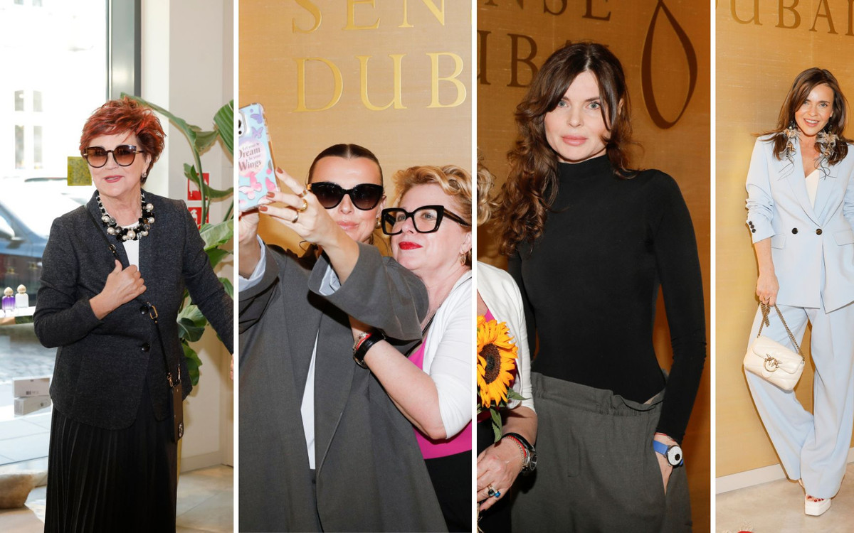 Zacne grono na otwarciu perfumerii. Jolanta Kwaśniewska, Renata Gabryjelska, Iza Kuna, Sokołowska